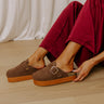 The Payton Faux Suede Platform Clogs in Chocolate Image - 1