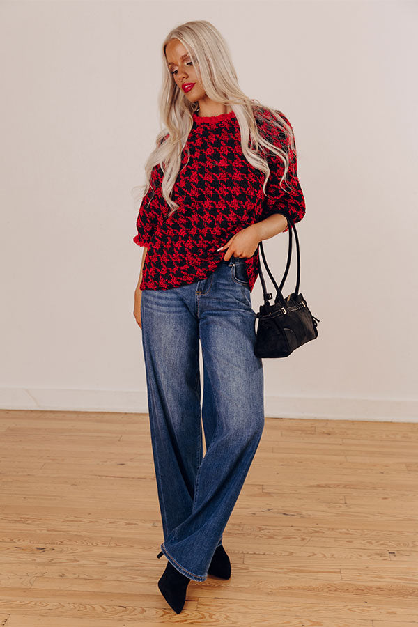 Checkmate Chic Houndstooth Knit Top Image - 1