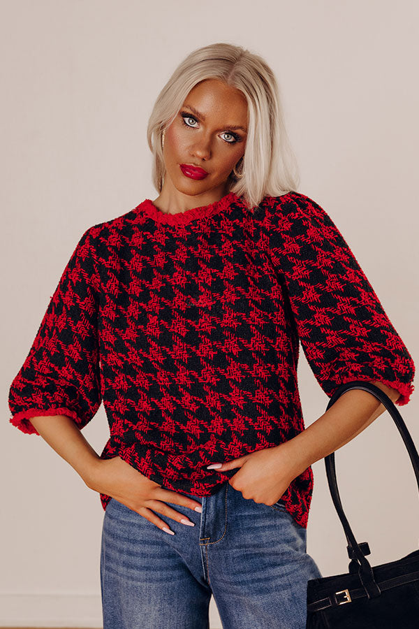 Checkmate Chic Houndstooth Knit Top Image - 2