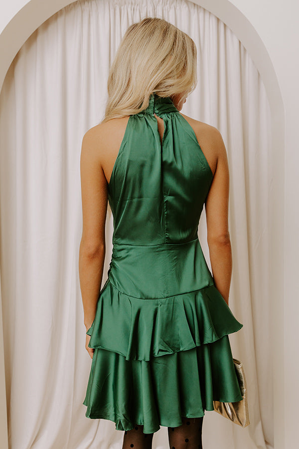 City Noir Satin Tiered Mini Dress Image - 4