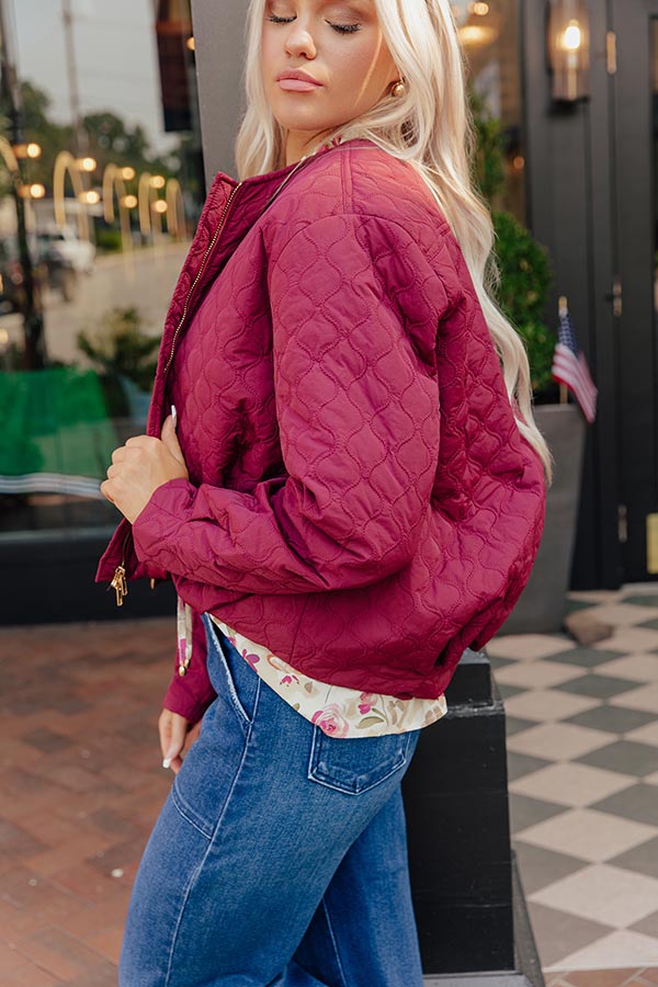 Evening Chill Quilted Jacket in Merlot Image - 2