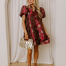Evening Charm Floral Jacquard Mini Dress Image - 1