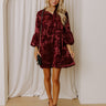 Velvet Nightfall Floral Mini Dress in Merlot Image - 1