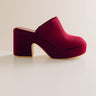 Jayde Corduroy Platform Clog Heels in Wine Image - 1