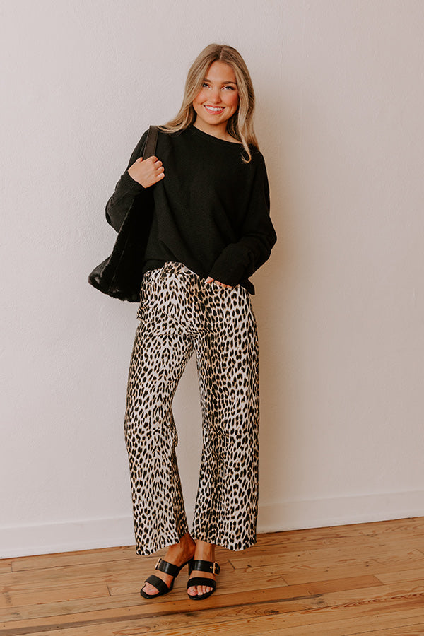 The Savannah High Waist Leopard Barrel Leg Jean