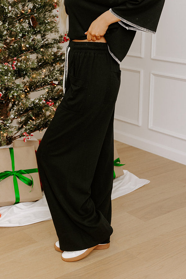 Simple Comforts High Waist Wide Leg Pants in Black Image - 2