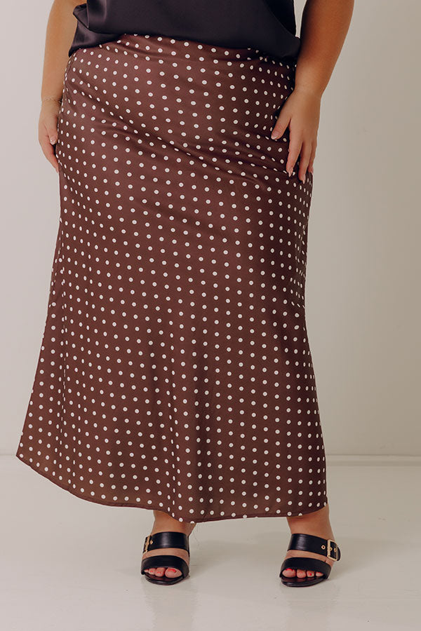 Effortless Spots High Waist Satin Midi Skirt Curves