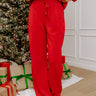 Metro Lounge High Waist Straight Leg Scuba Pants in Red Image - 1