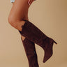 Abrams Faux Suede Knee High Cowboy Boot In Chestnut Image - 1