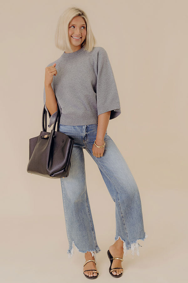 Downtown Cozy Knit Sweater Top in Grey Image - 1