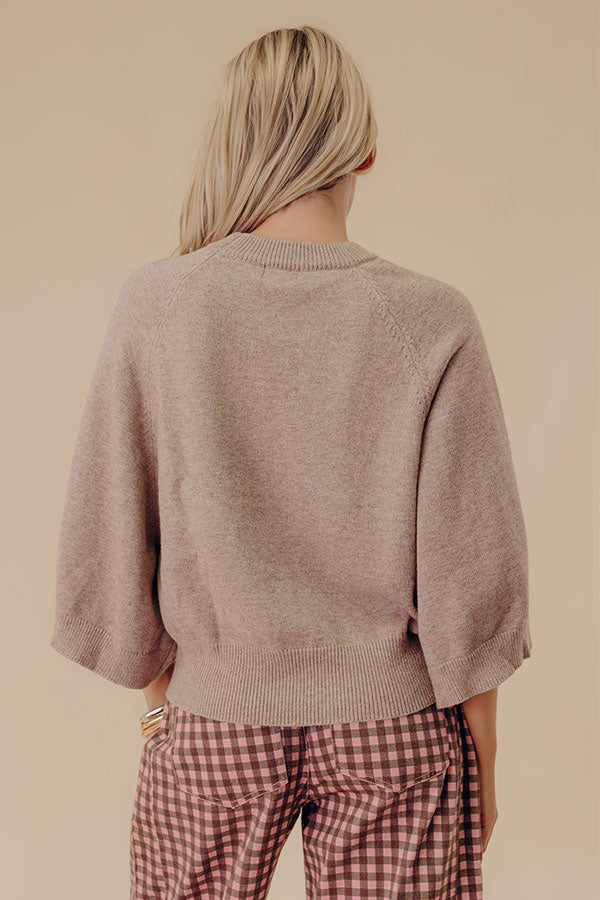 Downtown Cozy Knit Sweater Top in Light Mocha Image - 3