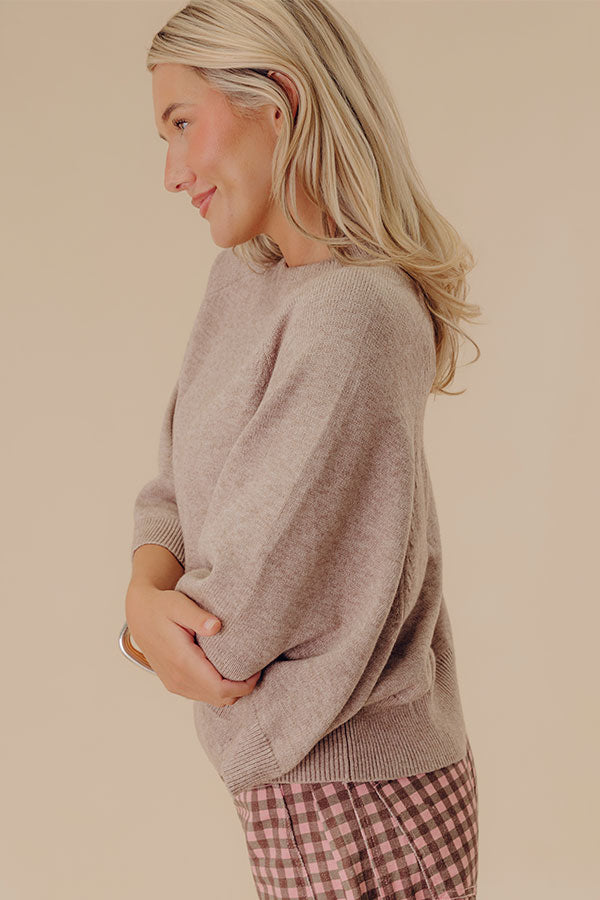 Downtown Cozy Knit Sweater Top in Light Mocha Image - 5