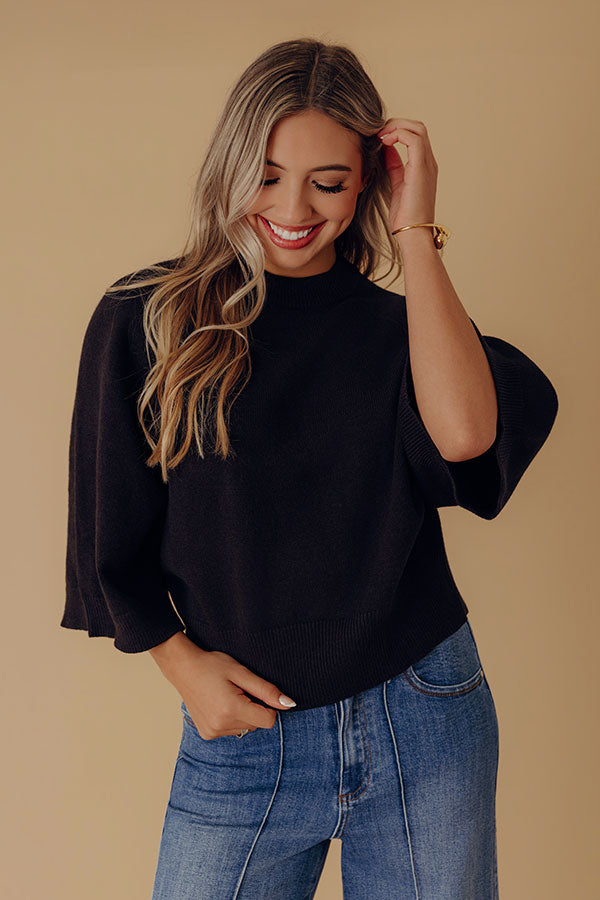 Downtown Cozy Knit Sweater Top in Black Image - 2