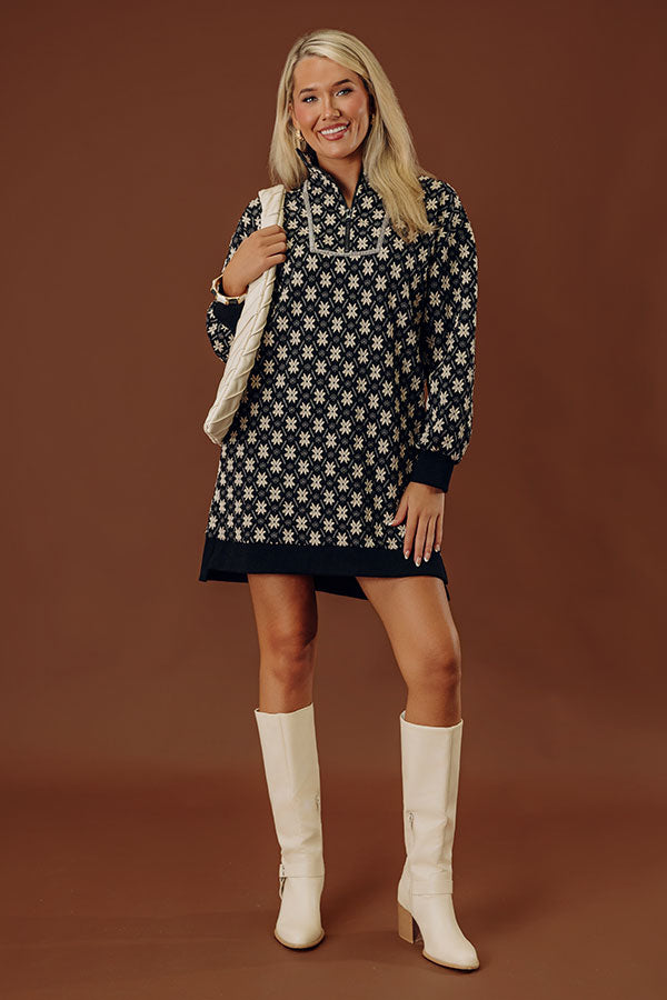 Petal Party Floral Knit Jacquard Mini Dress