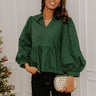 Chic And Merry Peplum Top in Hunter Green Image - 1