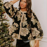 Bubbly Personality Floral Jacquard Peplum Top in Taupe Image - 1
