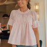Charmed Life Lace Applique Mesh Top in Pink Image - 1