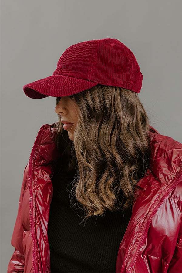 Girl On The Go Corduroy Baseball Cap in Merlot Image - 2