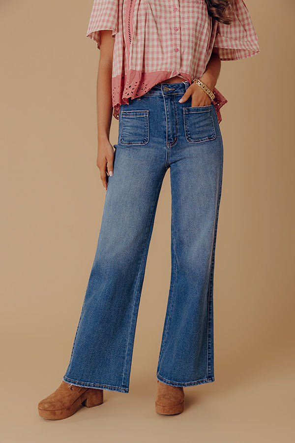 The Tracy High Waist Flares in Medium Wash Image - 1
