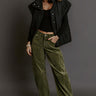 RISEN Cora High Waist Corduroy Barrel Leg Pants in Olive Image - 1