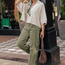RISEN Cora High Waist Corduroy Barrel Leg Pants in Olive Image - 1
