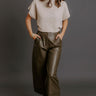 The Hazel High Waist Faux Leather Wide Leg Pants in Martini Olive Image - 1