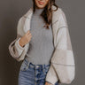 Cozy Lane Knit Plaid Shrug Cardigan in Oatmeal Image - 1