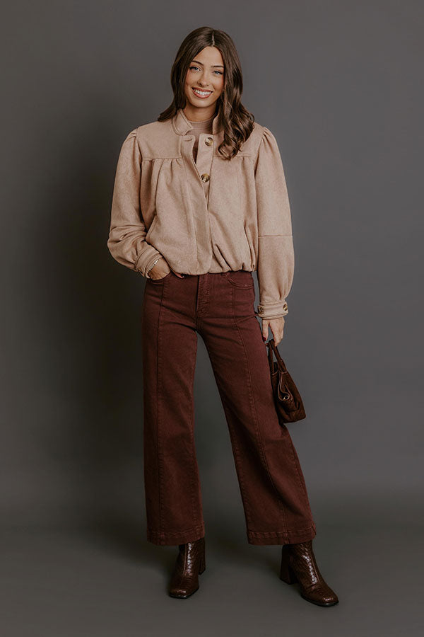 RISEN Sloane High Waist Wide Leg Jeans in Brown Image - 2