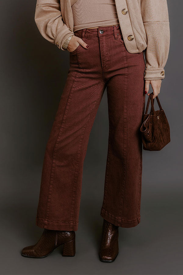 RISEN Sloane High Waist Wide Leg Jeans in Brown Image - 1