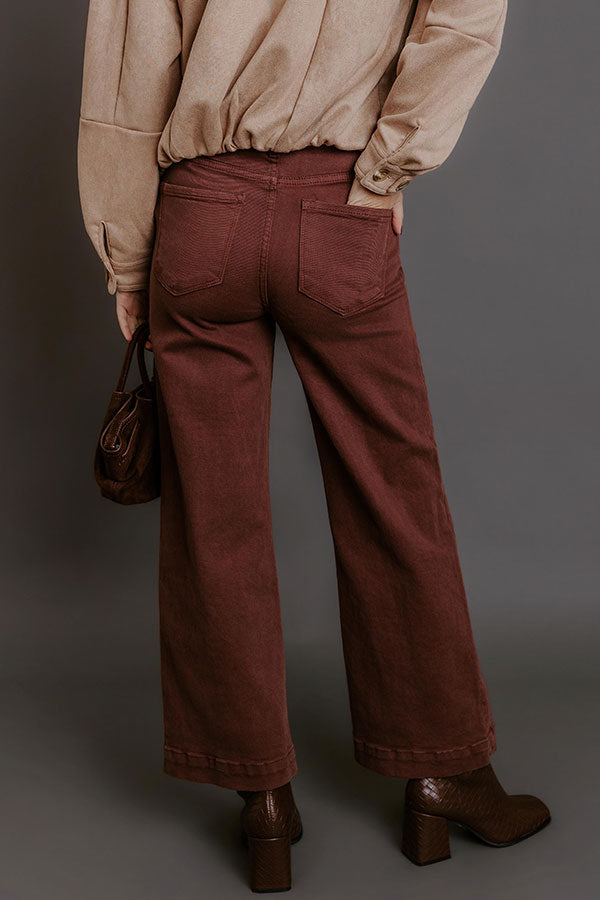 RISEN Sloane High Waist Wide Leg Jeans in Brown Image - 4