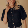 Chic Sweetheart Knit Sweater Top in Black Image - 1