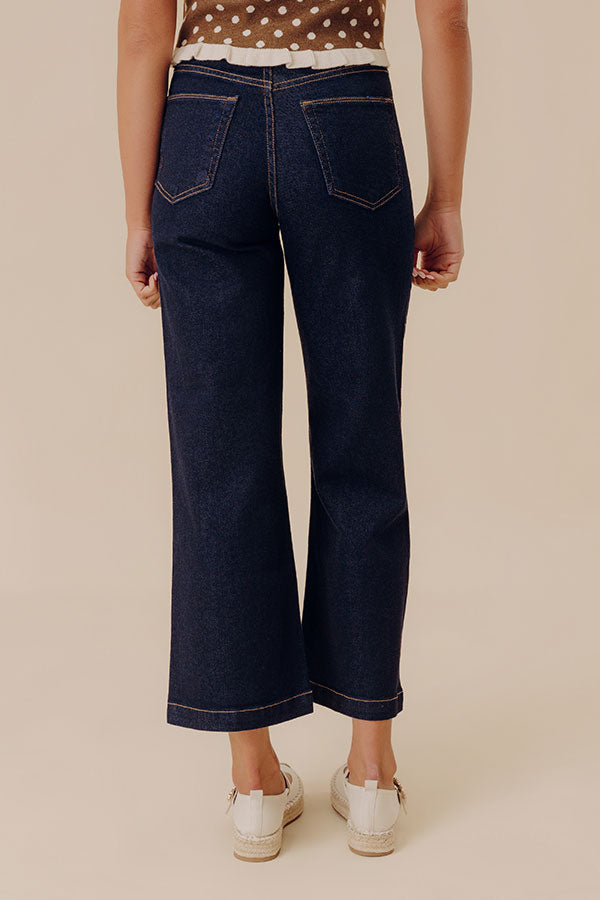 JUST USA Sailor High Waist Wide Leg Jean in Dark Wash Image - 4