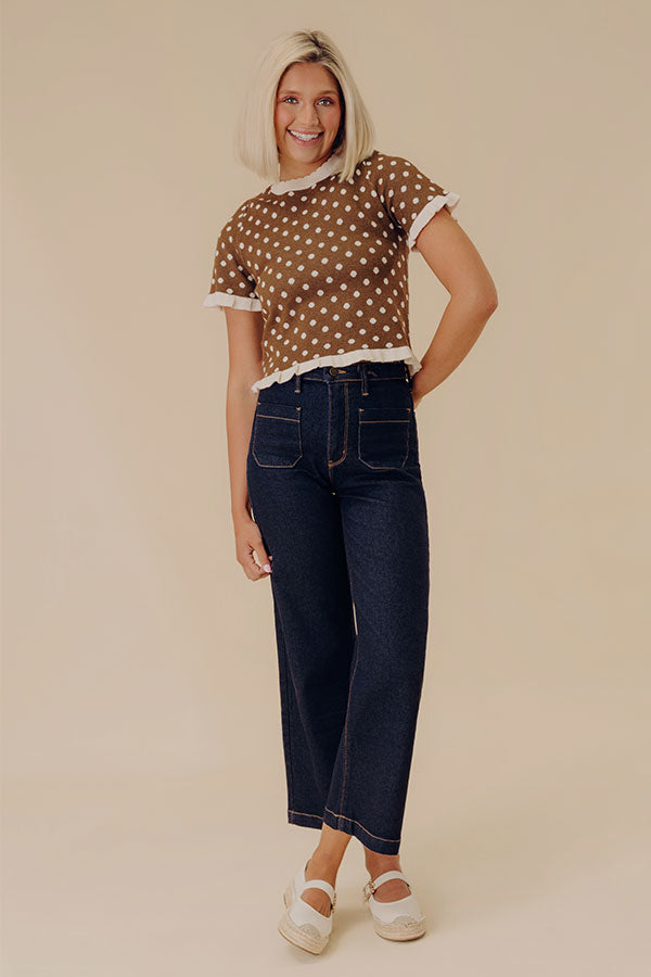 JUST USA Sailor High Waist Wide Leg Jean in Dark Wash Image - 2