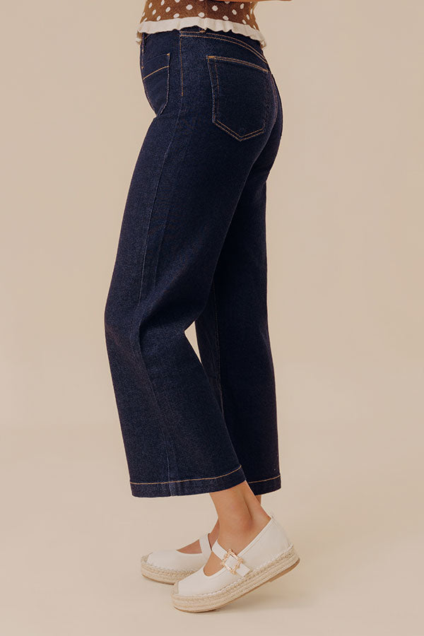 JUST USA Sailor High Waist Wide Leg Jean in Dark Wash Image - 3
