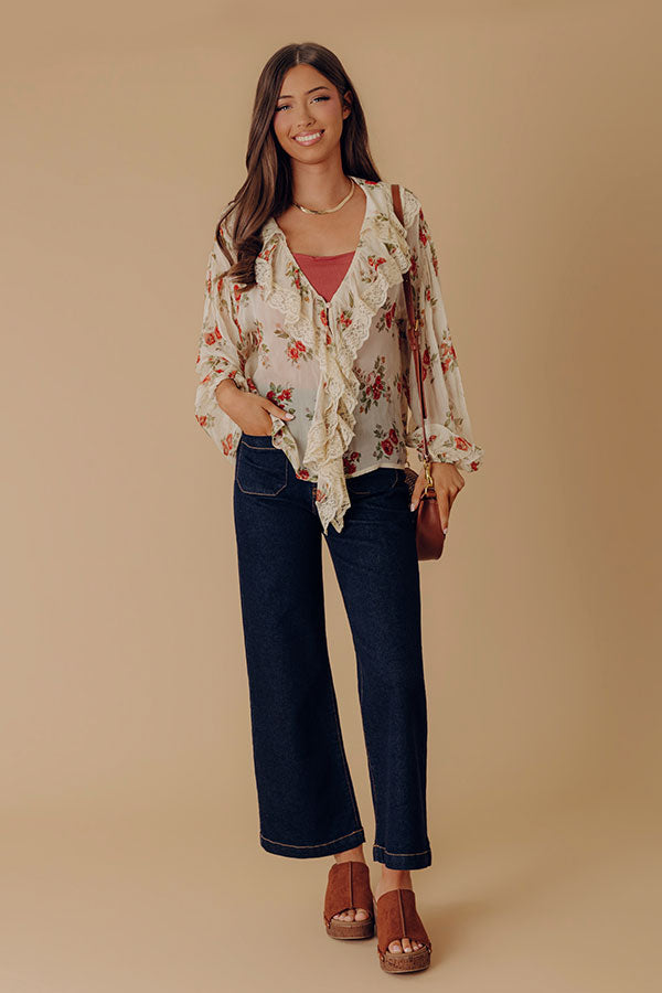 JUST USA Sailor High Waist Wide Leg Jean in Dark Wash Image - 1