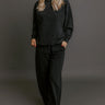 Sparkling Personality High Waist Embellished Straight Leg Pants in Black Image - 1