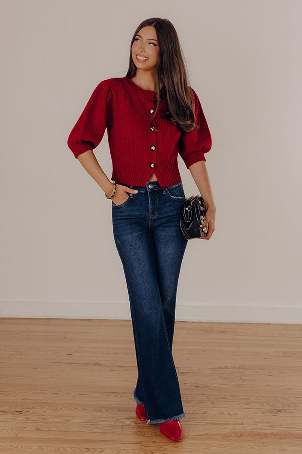 Chic Sweetheart Knit Sweater Top in Crimson Image - 2
