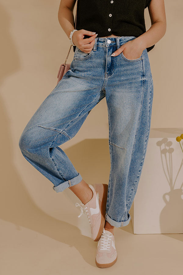 RISEN Scottie High Waist Barrel Leg Cuff Jean