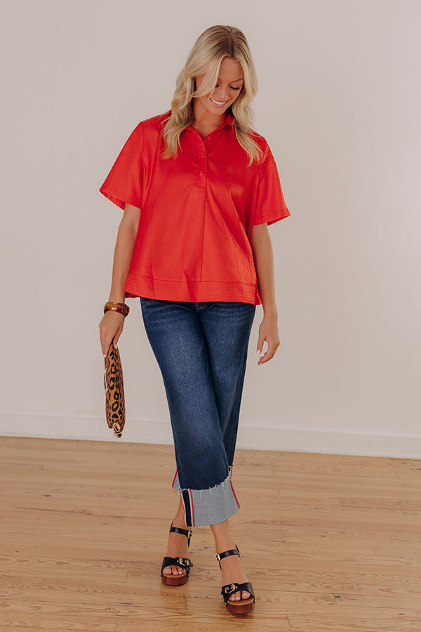 Sip And Shine Button Up Top in Red Image - 2
