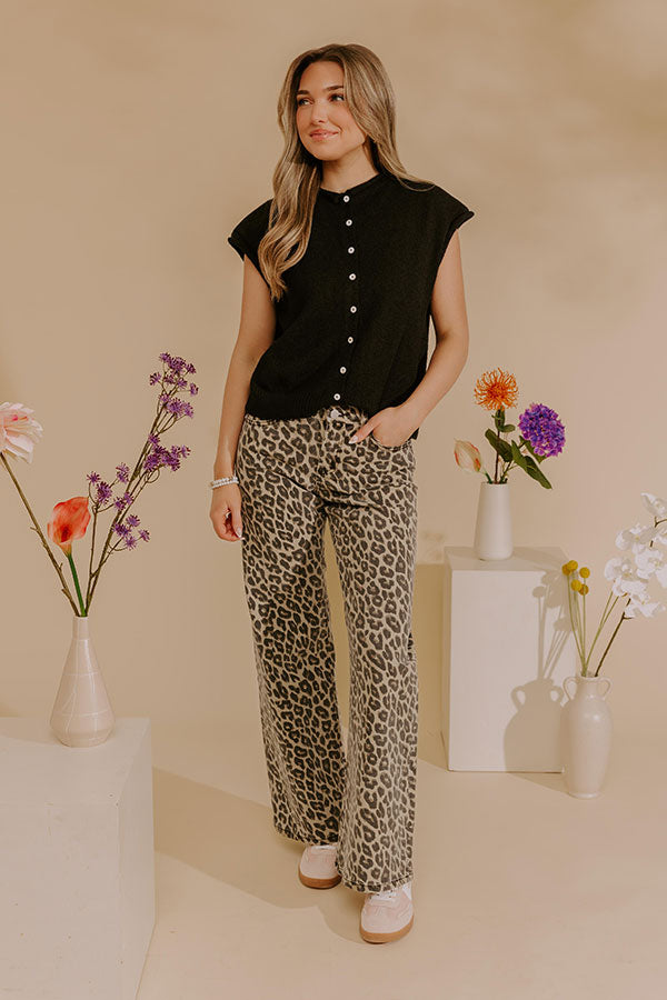 RISEN Nora Midrise Wide Leg Leopard Pants