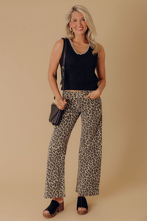 RISEN Nora Midrise Wide Leg Leopard Pants Image - 1