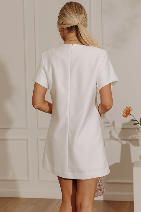 Classic Elegance Embellished Mini Dress in White Image - 4