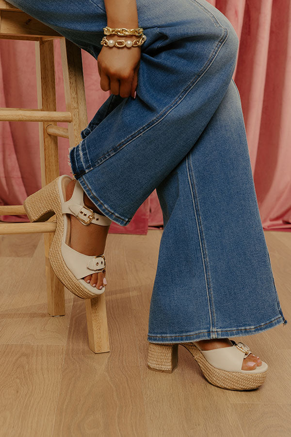 Daddys Money Faux Leather Block Heel in Ivory Image - 3