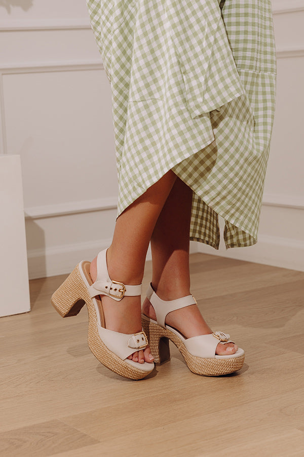 Daddys Money Faux Leather Block Heel in Ivory Image - 2