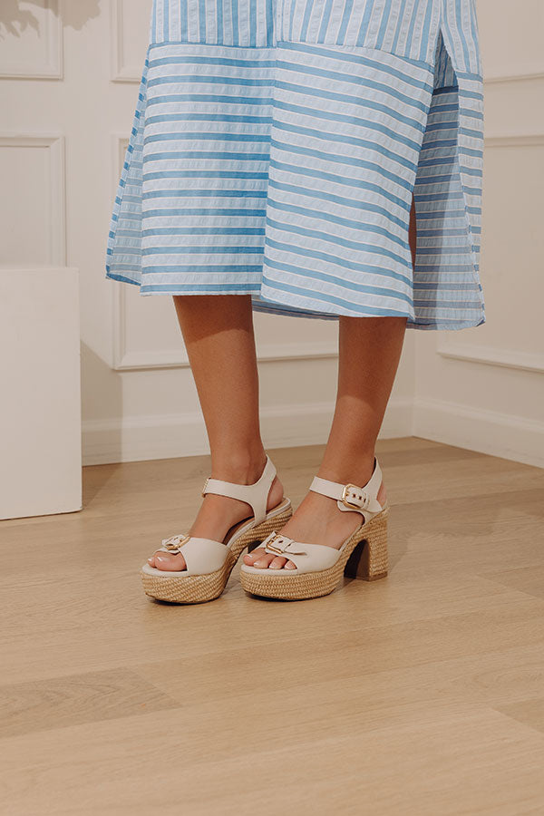 Daddys Money Faux Leather Block Heel in Ivory Image - 1