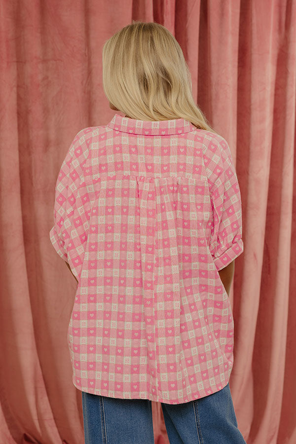 Everyday Amour Gingham Knit Button Up Top Image - 4