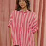 Love Line Stripe Button Up Top in Pink Image - 1