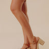 Daddys Money Faux Leather Block Heel in Tan Image - 1