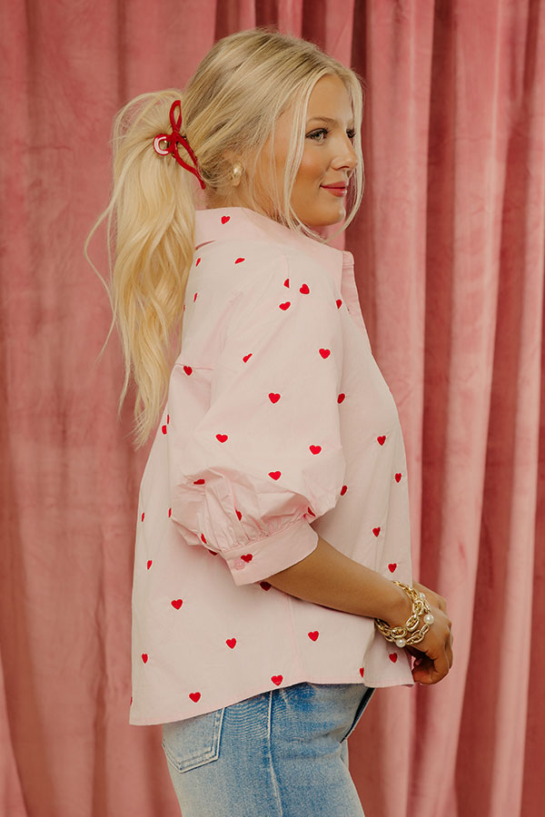 Candy Heart Chic Embroidered Button Up Top Image - 4