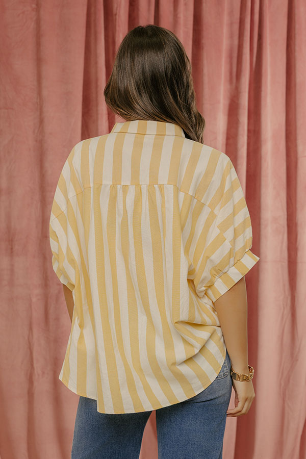 Love Line Stripe Button Up Top in Yellow Image - 3